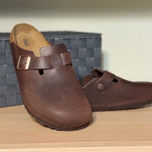 NWOB Birkenstock Men’s Boston Oiled Leather Clogs Brown Chocolate Size 44